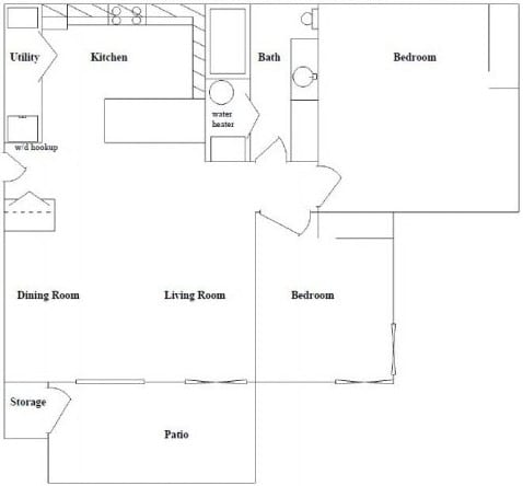 Floor Plan - 2BR x 1BA Classic