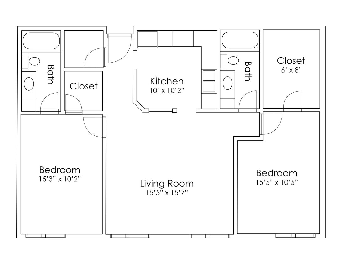 Floor Plan - 2 Bedroom 2 Bathroom B