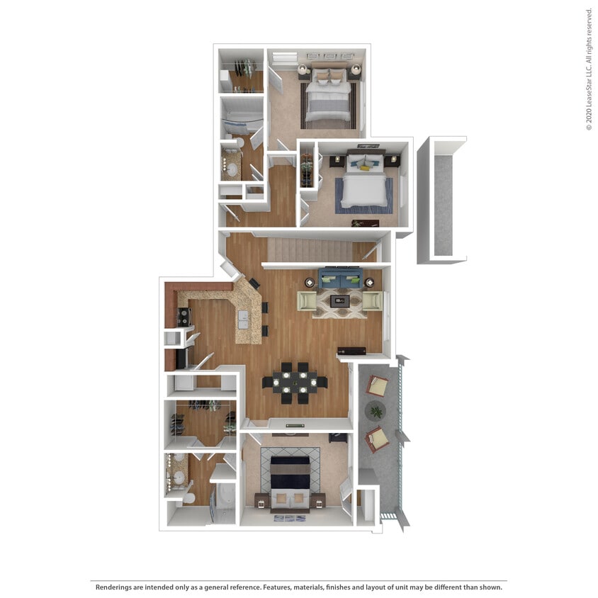 Floor Plan - 3 Bed 2 Bath 1368 SqFt (1255 Net)