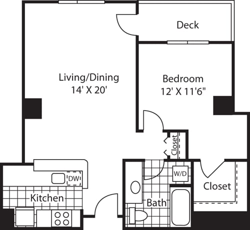 Floor Plan - 1 Bed City 795