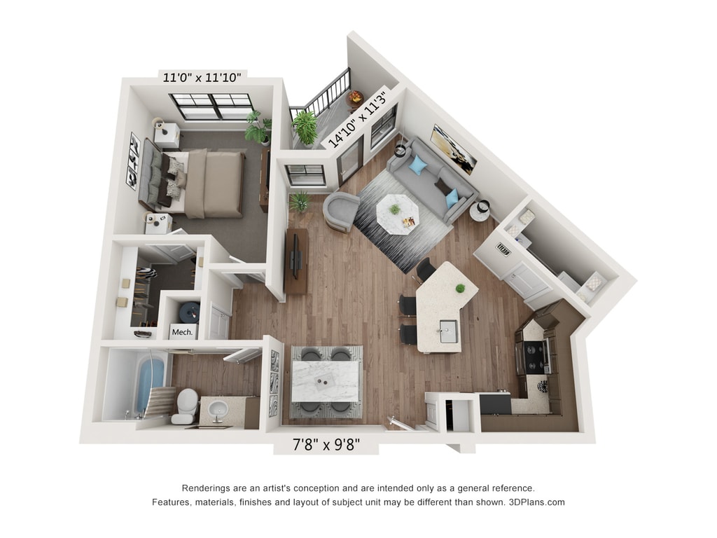Floor Plan - 1B - The Grant