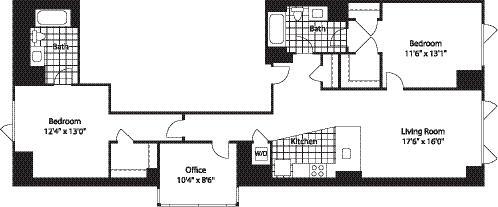 Floor Plan - 2 Bed (North) - 1325