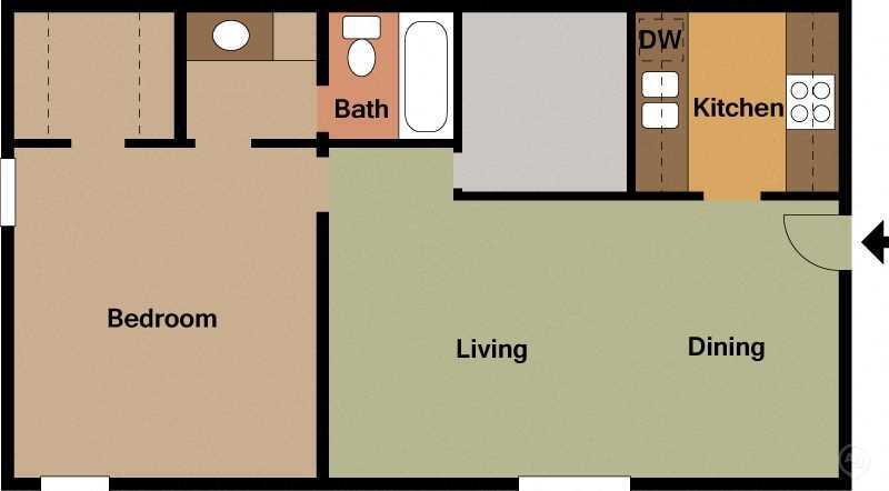 Floor Plan - Small 1 Bed - 1 Bath