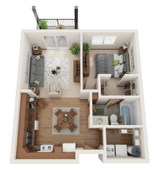 Floor Plan - 1 Bedroom 1 Bath