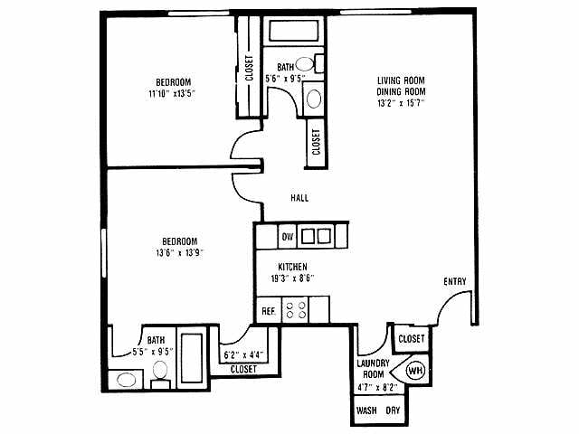 2BR/2BA - 2-2 CRN SPLT 3F