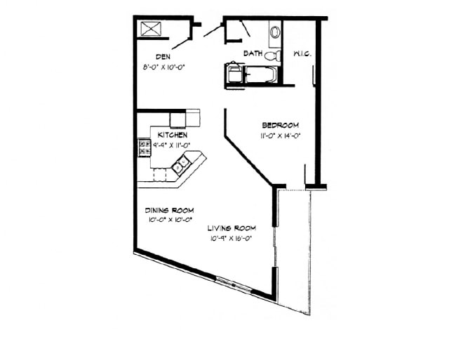 1 Bed + Den / 1 Bath - 979 SF - 1 Bed / 1 Bath + Den - 979 SF
