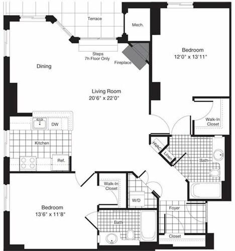 Floor Plan - 2 Bedrooms Q