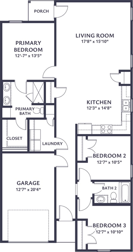 Three.3.png - 3 BR/2 BA/ GARAGE