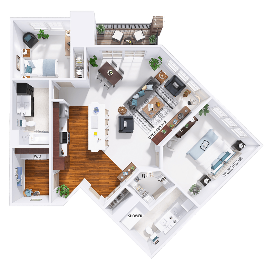 Floor Plan - WestTown - E3 - 2 Bed - 2 Bath
