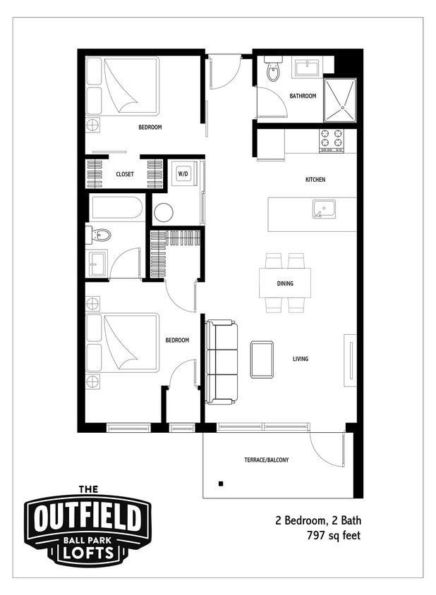 Floor Plan - 2 Bed 2 Bath Ballpark