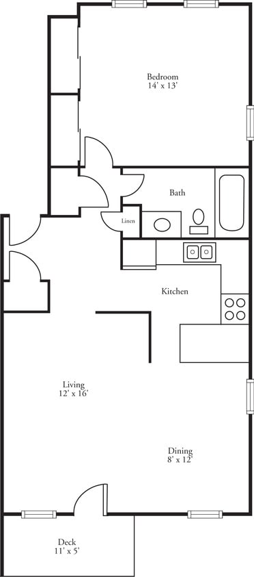 Floor Plan - Terraces - 1 Bed, 1 Bath