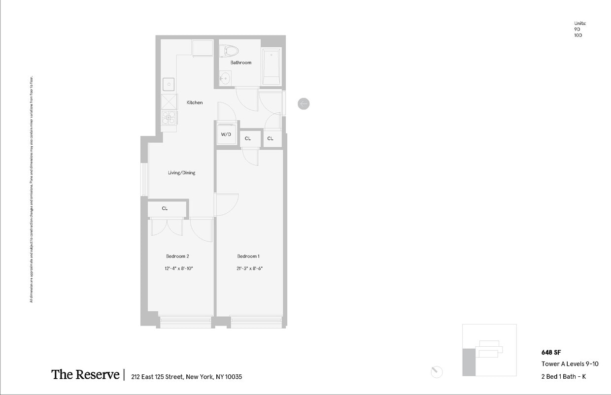 Floor Plan - 2 Bedroom 1 Bathroom D