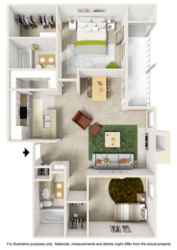 Floor Plan - 2 bedroom 2 bath