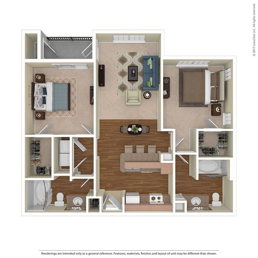 Floor Plan - 2 Bed 2 Bath 1097 SqFt (1035 Net)
