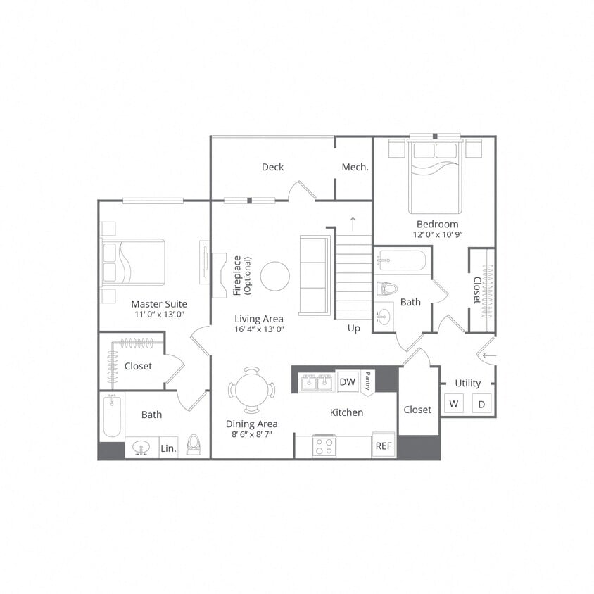 Floor Plan - 2 Bed/2 Bath-Laurel