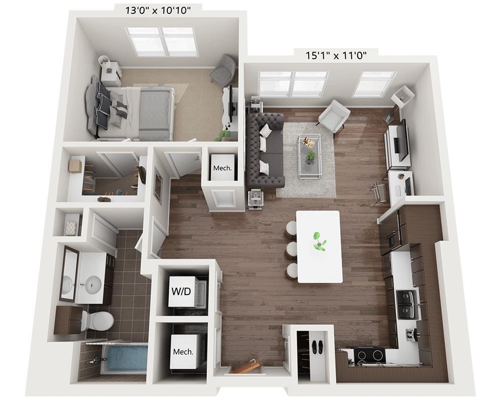 Floor Plan - One Bedroom A1E