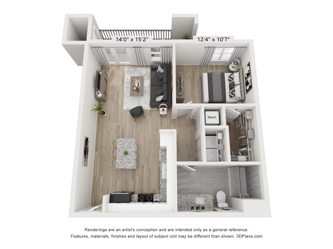 Floor Plan - Barston 1BD 1BA
