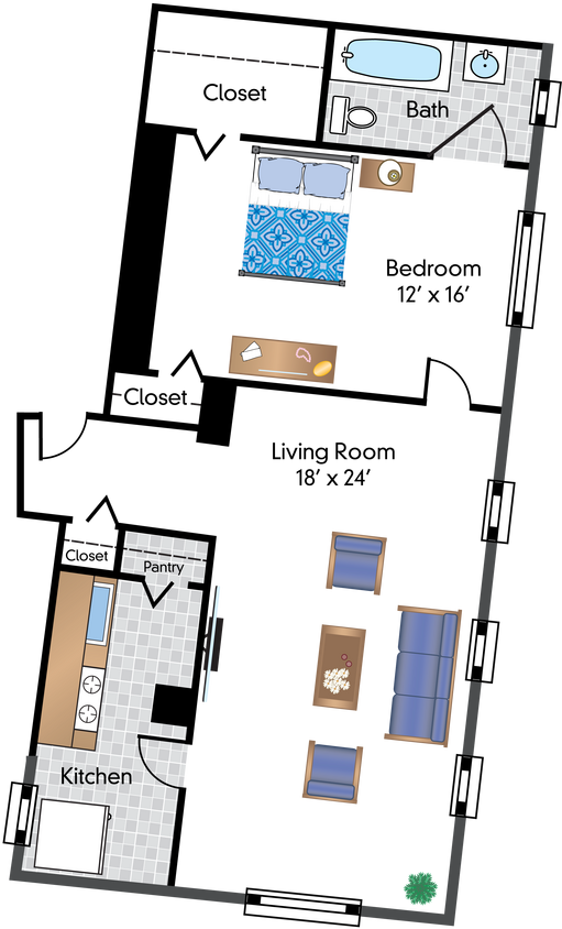 Floor Plan - 1 Bedroom 03 Tier
