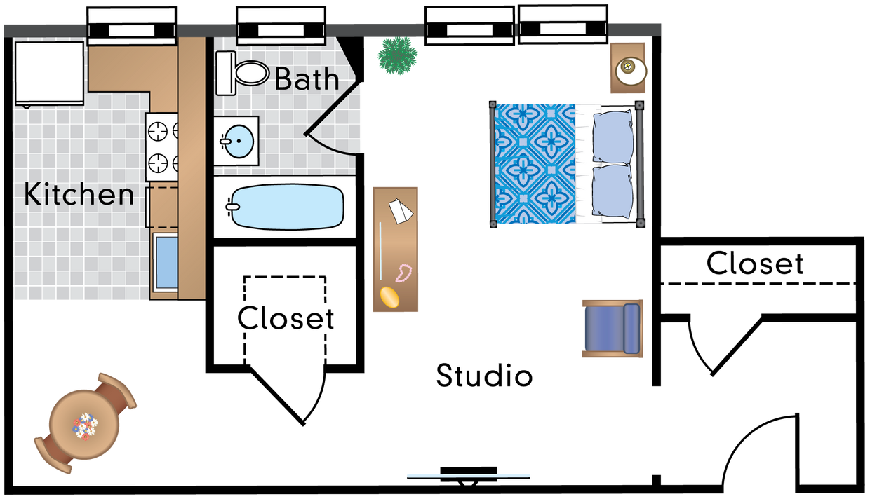 Floor Plan - Renovated Studio 13 Tier 