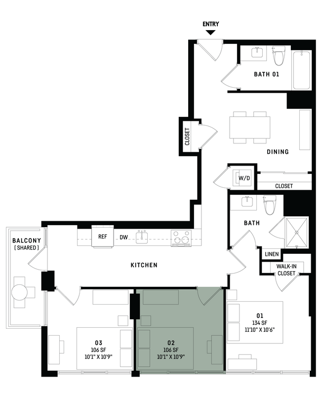 Floor Plan - Co-Living C8-Bedroom 2