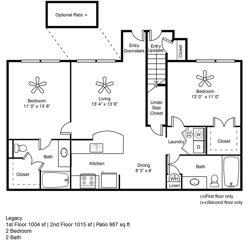 Legacy 1004 sq ft 2 bedrooms 2 bathrroms - Legacy