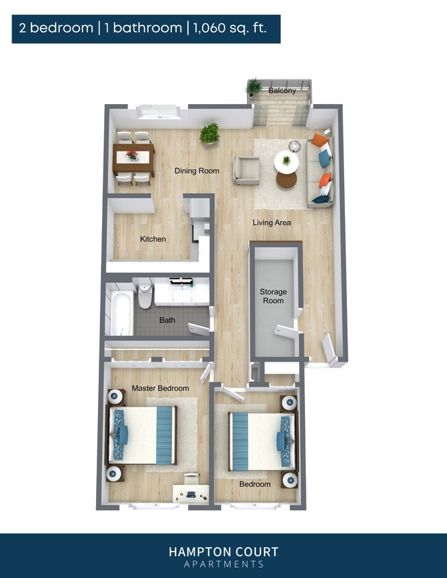 Floor Plan - 2 BEDROOM 1 BATH
