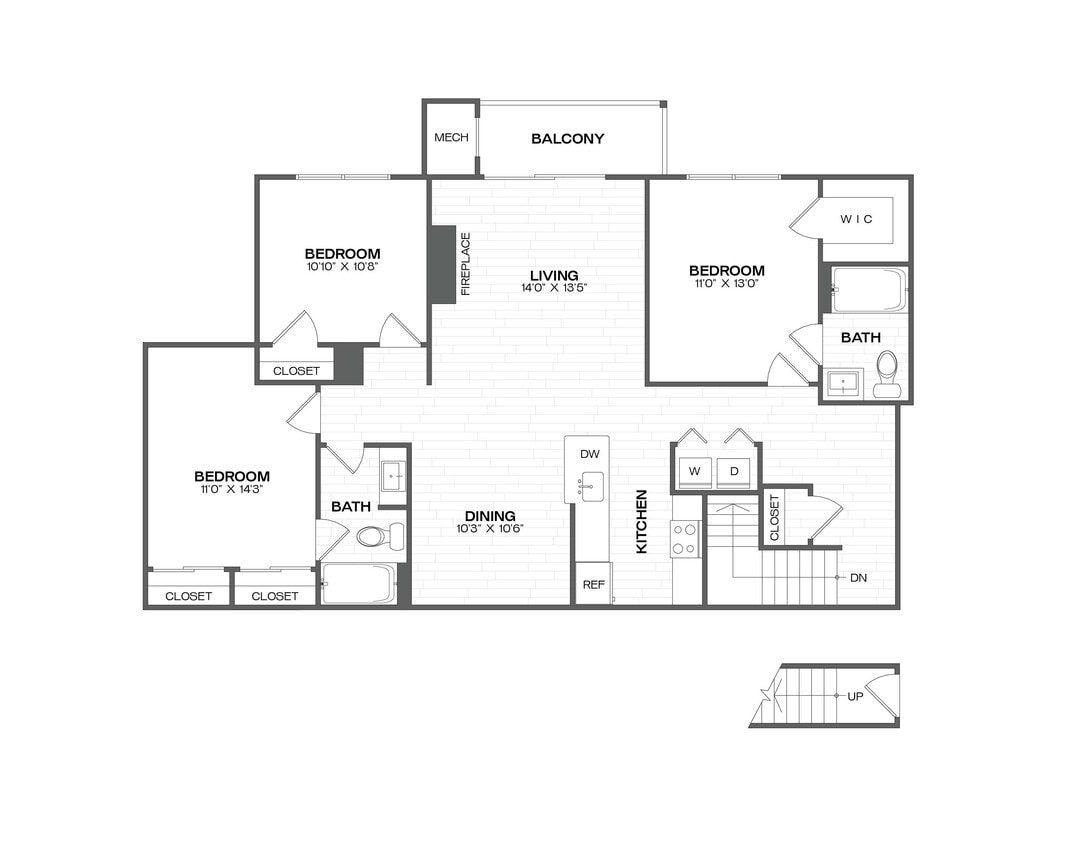 Floor Plan - 3 Bed/2 Bath-C1