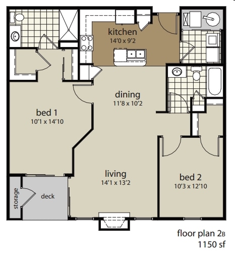 2BR/2BA - 2Bdrm - 1103 Building (B)