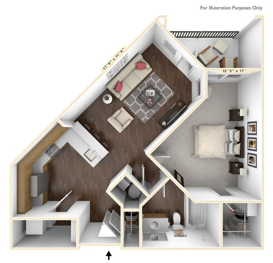 Floor Plan - A1 1 Bed 1 Bath