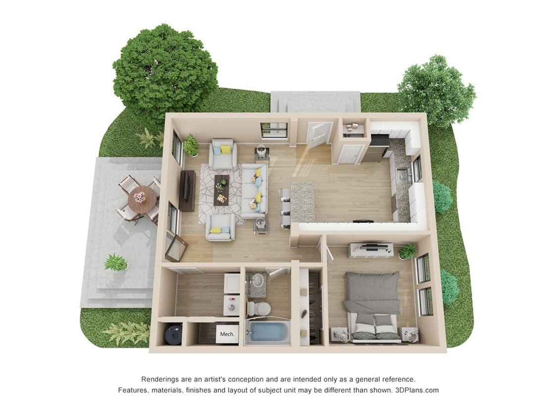 1 Bedroom | 1 Bath | 800 SF - Mimosa