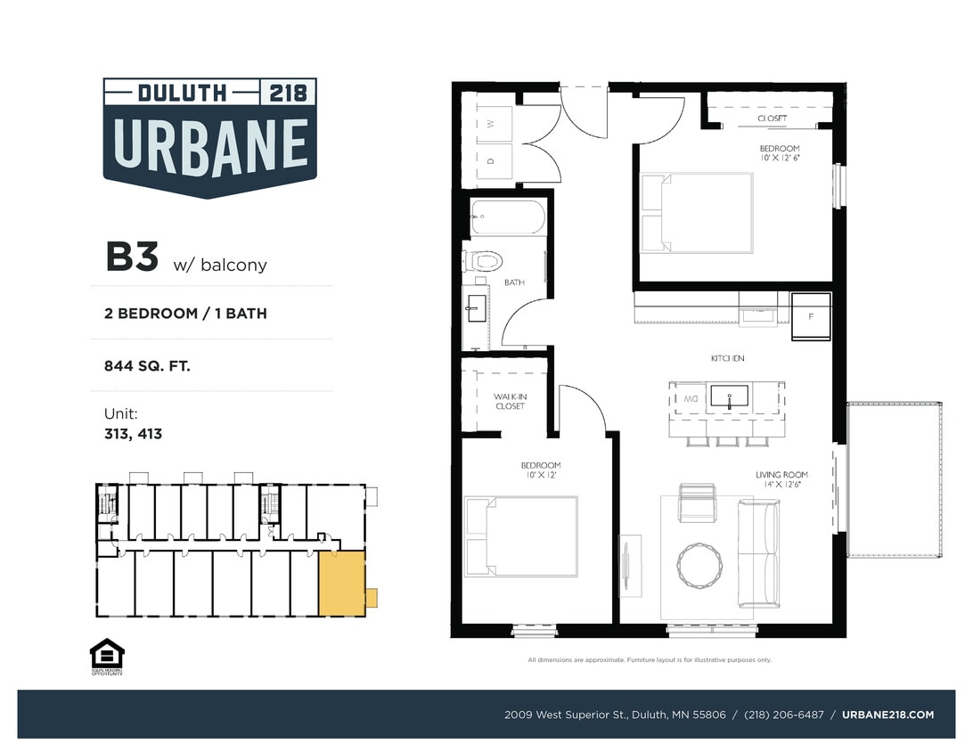 Floor Plan - B3 - 2 Bed / 1 Bath Income Restricted - 70%