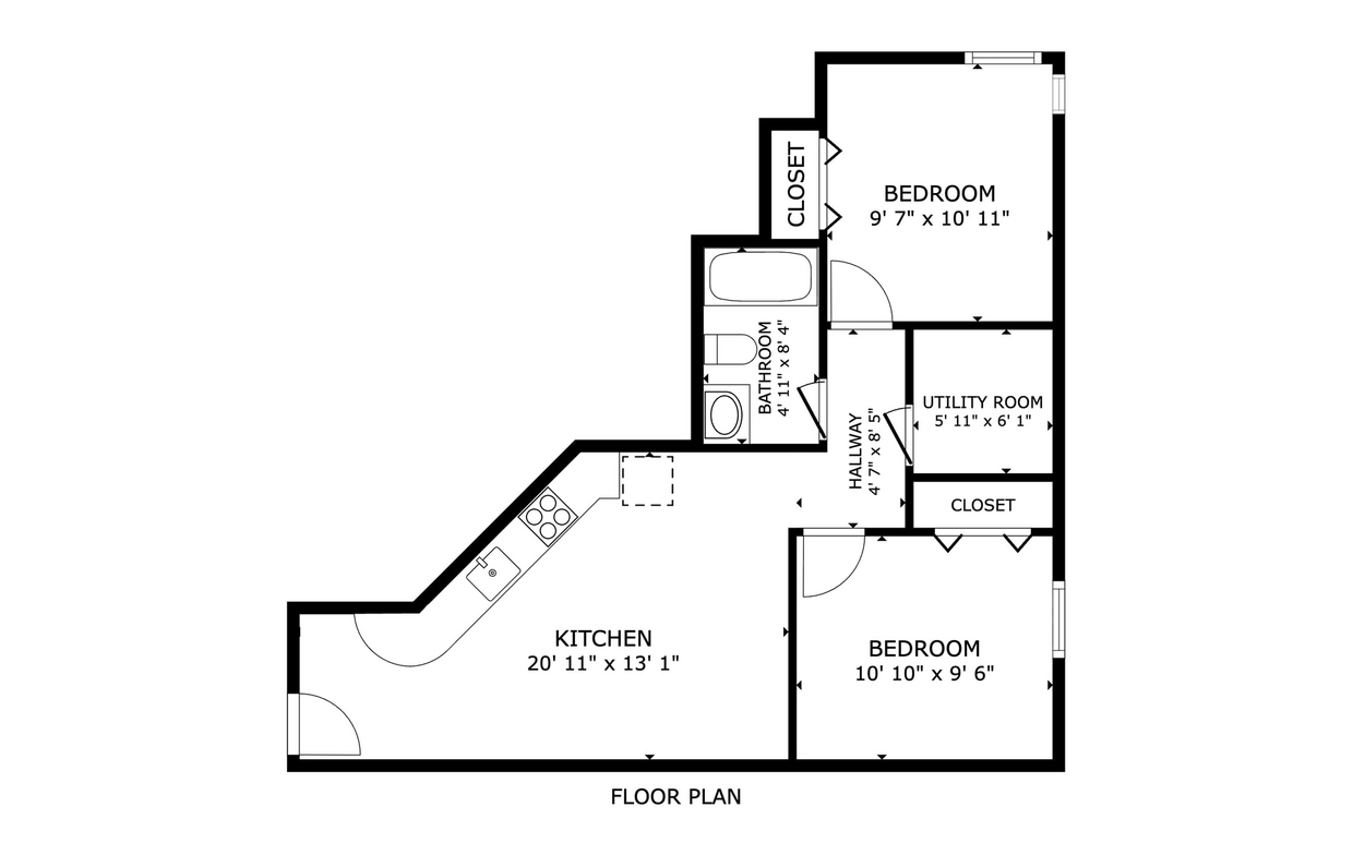 Floor Plan - Newly Renovated 2 Bedroom Apartment Akron