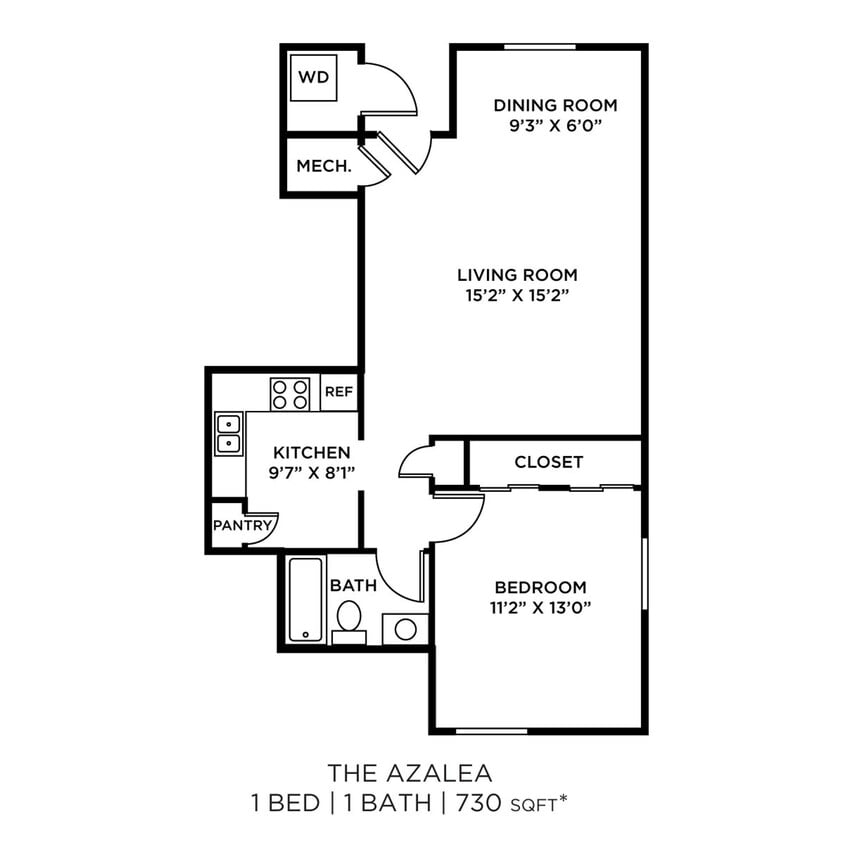 Floor Plan - Azalea 1x1 A