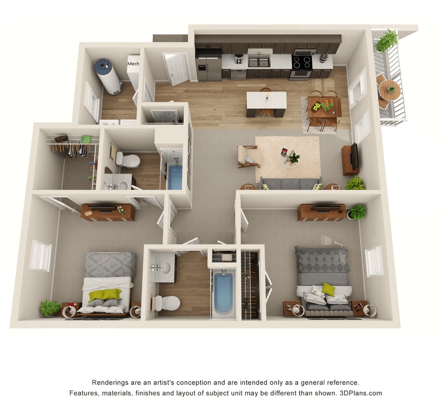 Floor Plan - 2 Bedroom Second Level