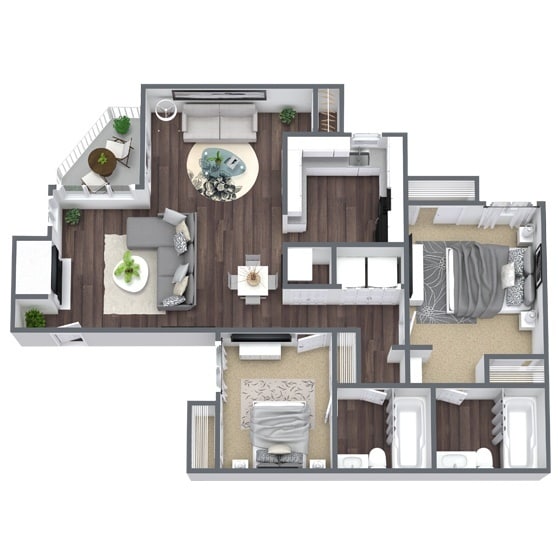 Floor Plan - B3: 2 Bed 2 Bath