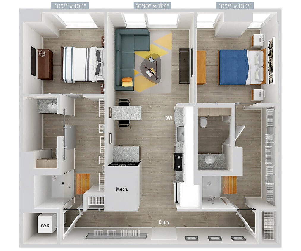 Floor Plan - B2-979SF-Apt103