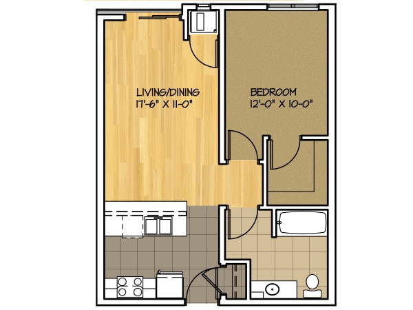 Floor Plan - 1 bed/ 1 bath