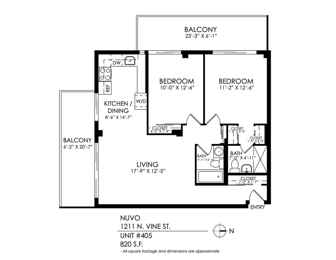 Floor Plan - 2 Bed, 2 Bath RENO