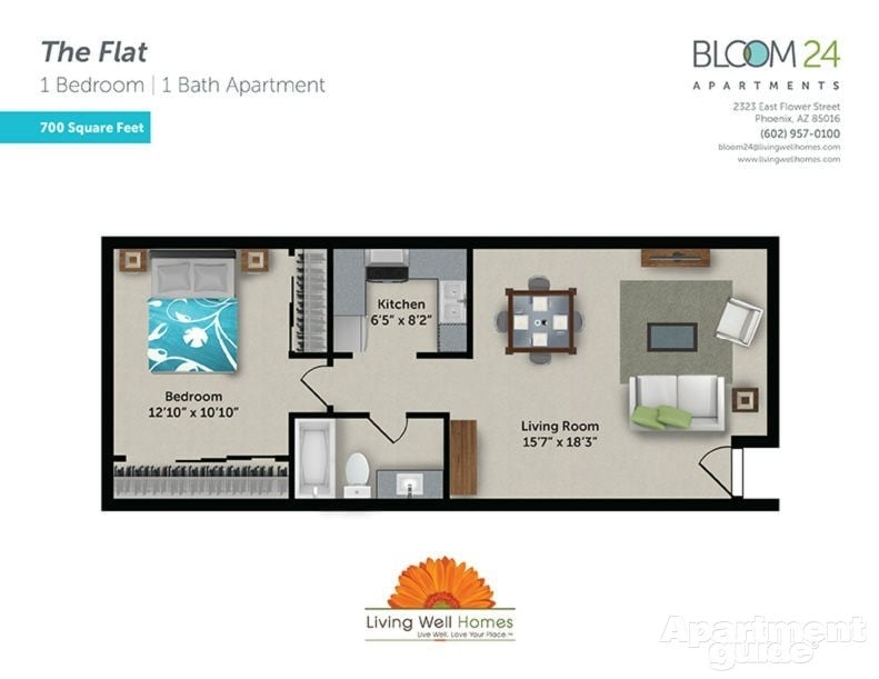 1BR/1BA - The Flat