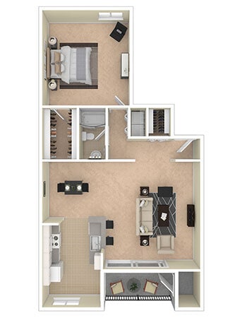 Floor Plan - 1 BEDROOM (1A/D)
