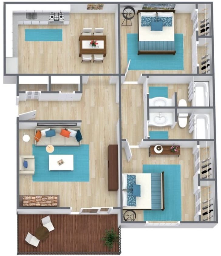 Floor Plan - 2x2 1200sf