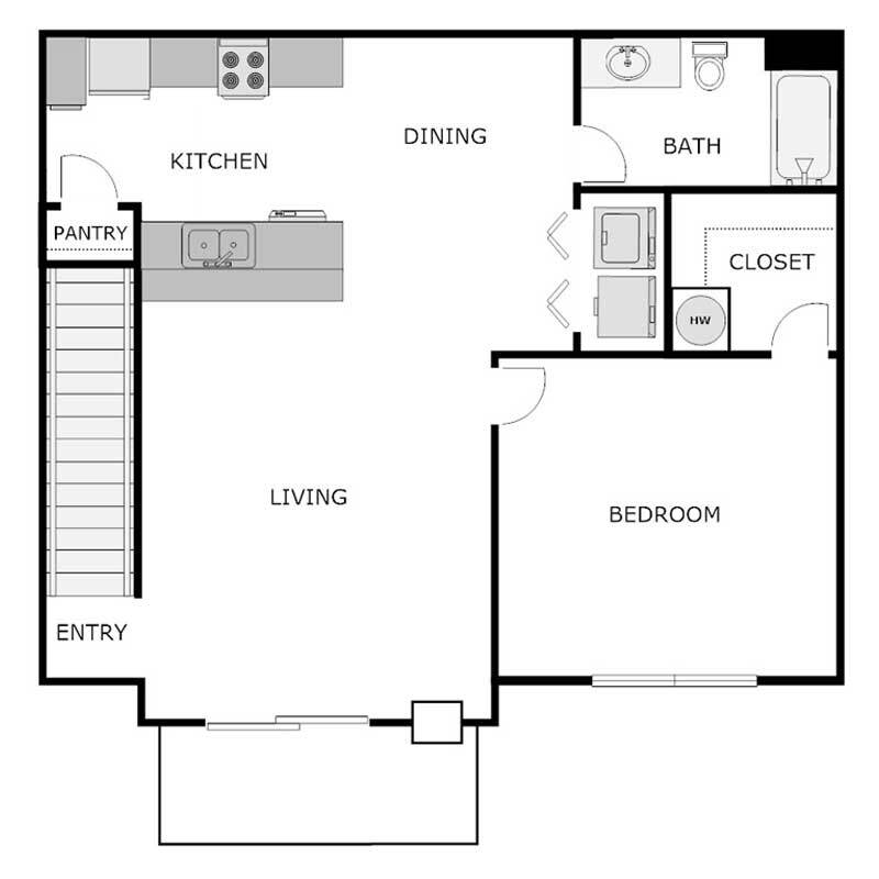 Floor Plan - 1 BED 1 BATH UPPER PHASE 1
