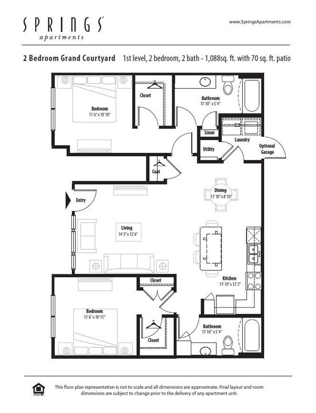 Floor Plan - 2 Bedroom Grand Courtyard