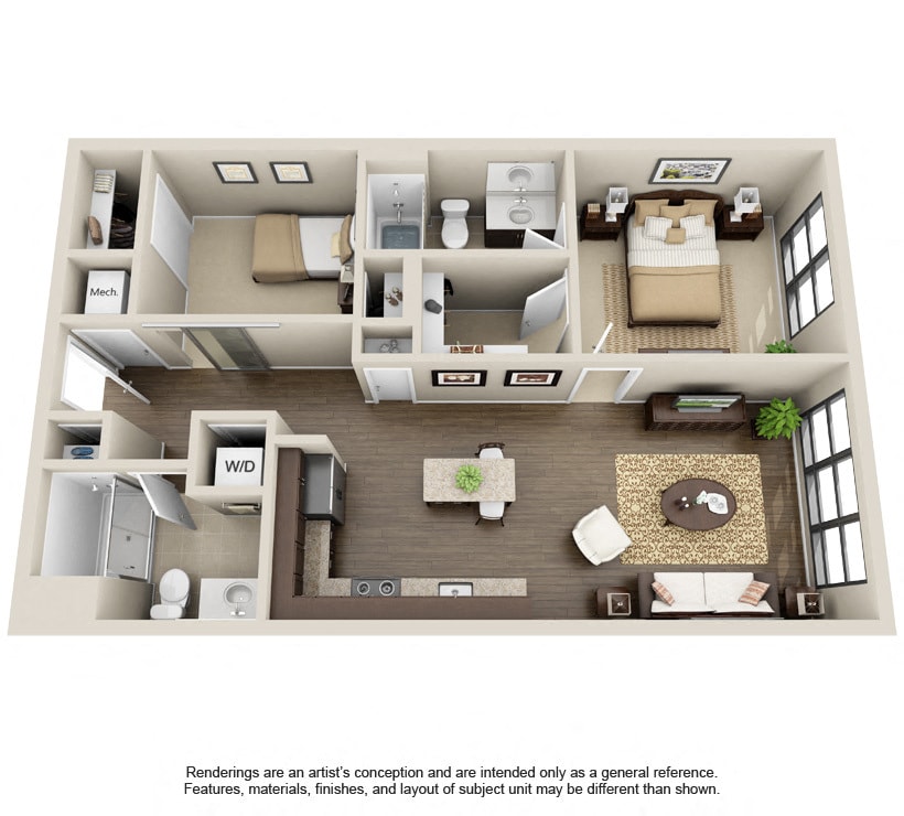Floor Plan - 2 Bed 2 Bath-Rivanna