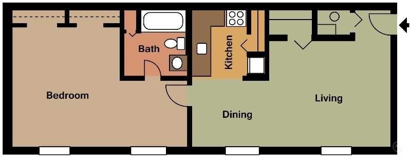 Floor Plan - 1 bedroom 1 bath