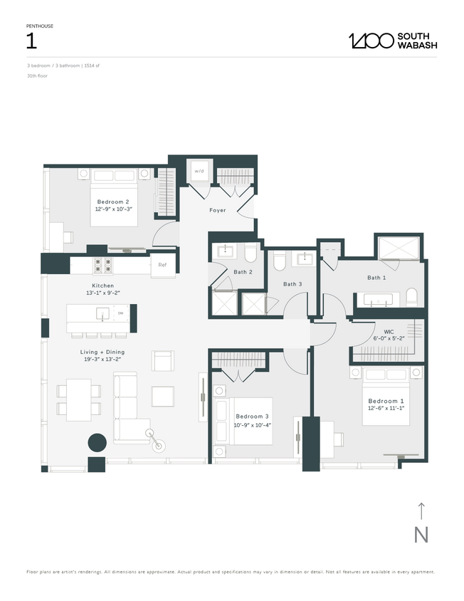 P1 floor plan 1400 Wabash - P1