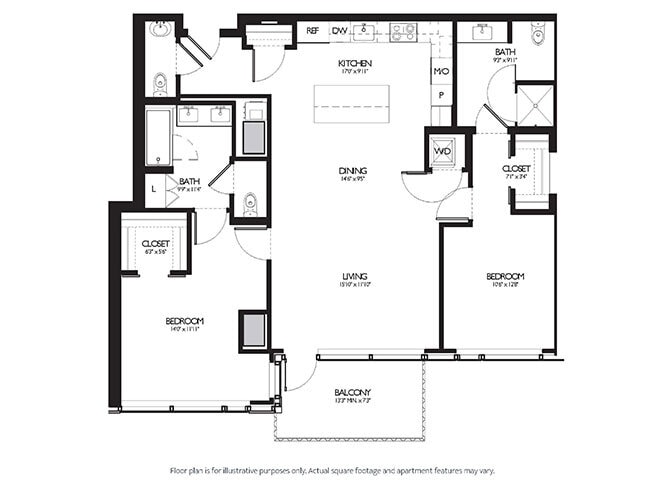 Floor Plan - 2 Bed 2.5 Bath