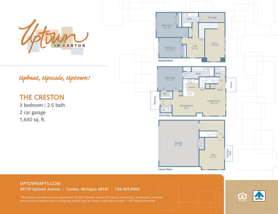 Floor Plan - The Creston - includes a 2 car attached garage
