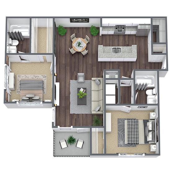 Floor Plan - 2 Bed - 2 Bath