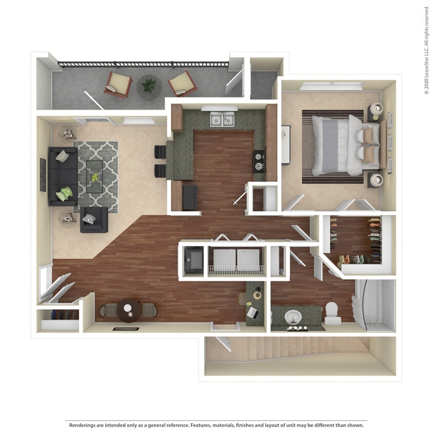 Floor Plan - 1 Bed 1 Bath 888 SqFt (776 Net)